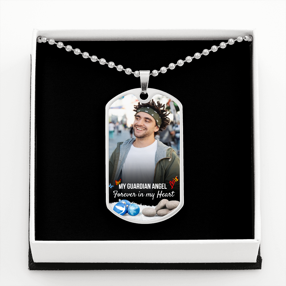 Guardian Angel Dog-tag Photo Memorial Necklace