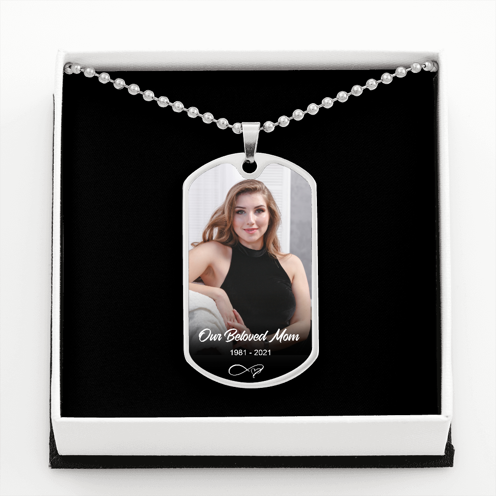 Custom Name Photo Dog Tag Memorial Necklace Resting Angels