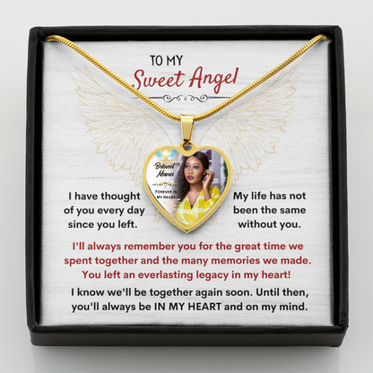 Heart Photo Necklace with Sweet Angel Message Card