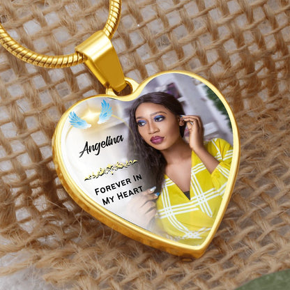 Heart Photo Necklace with Sweet Angel Message Card
